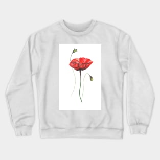 poppies, poppies flowers, watercolor flowers, red flowers, home decor, nursery Crewneck Sweatshirt